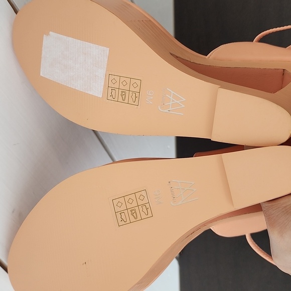NEW AAJ By Aminah Nina Lace-Up Architectural Wedge Peach orange 9 Heel Sandals - Picture 8 of 9